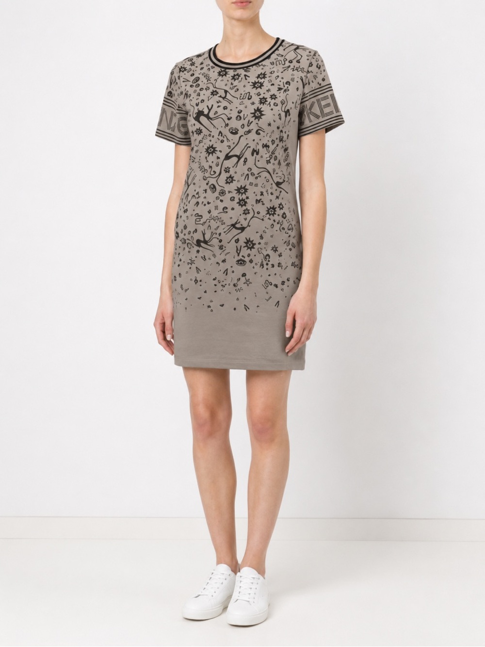 Kenzo Designer T-Shirt Dress Grey Logo Short Sleeve size L